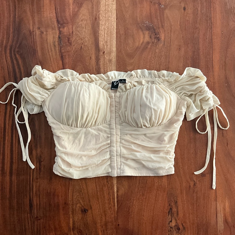 Windsor Cream Ruched Bustier Crop Blouse